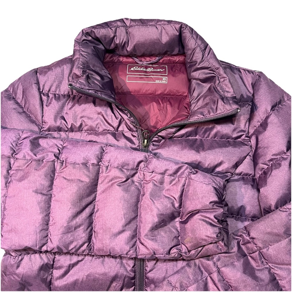 Eddie Bauer Womens XS Purple EB650 Down Puffer Coat Quilted Outdoors EUC